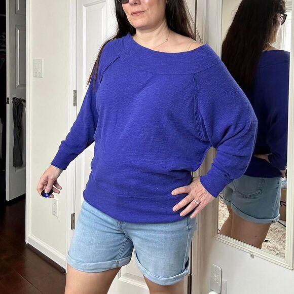 Free People We the Free Egyptian Blue Palisades Off the Shoulders sweater XS - Picture 2 of 8